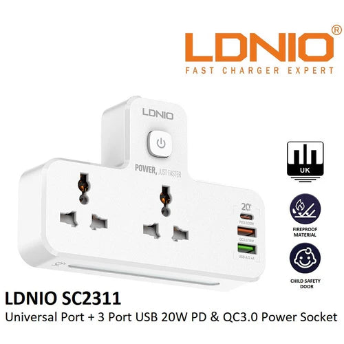 Ldnio 2 AC Outlets Portable Extension Power Socket